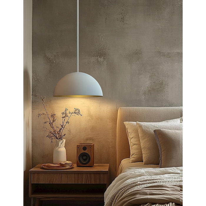 Justice Design Evolv Elias 14" 1Lt Dome Pendant, White/Metal