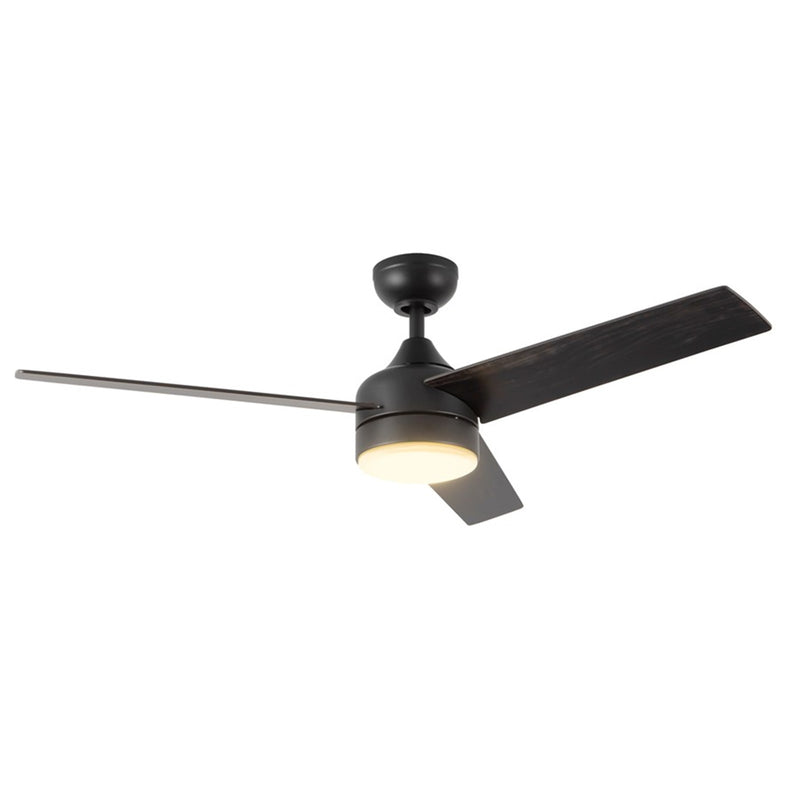 Haus Appeal Calloway 52in 3-Blade Ceiling Fan | Modern Matte Black Steel and MDF | Bedroom & Living Room | 1530lm 3000K Damp | Model CF0716452MB-LKW