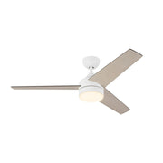 Haus Appeal Calloway 52in 3-Blade Ceiling Fan | Modern White Steel and MDF | Bedroom & Living Room | 1530lm 3000K Damp | Model CF0716452WH-LKW