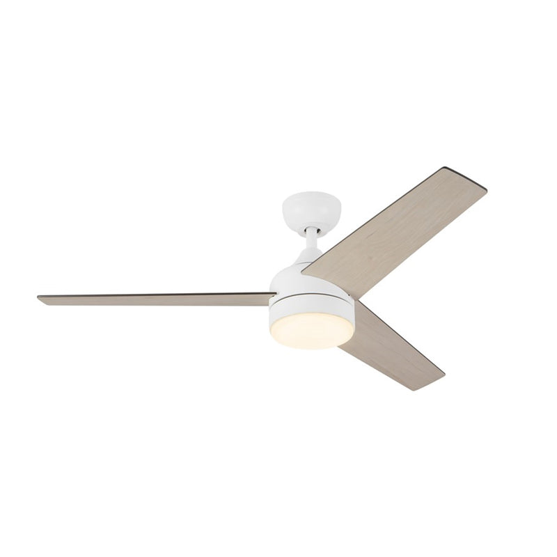 Haus Appeal Calloway 52in 3-Blade Ceiling Fan | Modern White Steel and MDF | Bedroom & Living Room | 1530lm 3000K Damp | Model CF0716452WH-LKW