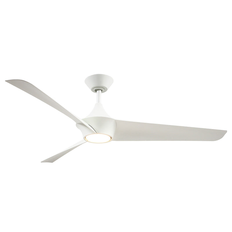 Haus Appeal Sora 56in 3-Blade LED Ceiling Fan | Wabi-Sabi Modern White Metal | Living Room & Bedroom | 56 x 56 x 14.125 in | Model CF523056WH