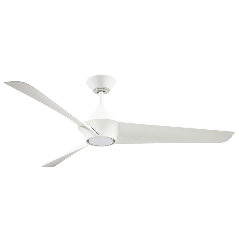 Haus Appeal Sora 56in 3-Blade LED Ceiling Fan | Wabi-Sabi Modern White Metal | Living Room & Bedroom | 56 x 56 x 14.125 in | Model CF523056WH