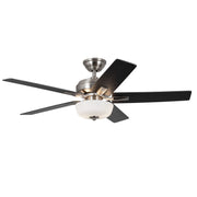Haus Appeal Hollis 52in 2-Light Ceiling Fan | Modern Brushed Nickel and Frosted Polymeric | Bedroom & Living Room | Model CF78752-BN-LKW