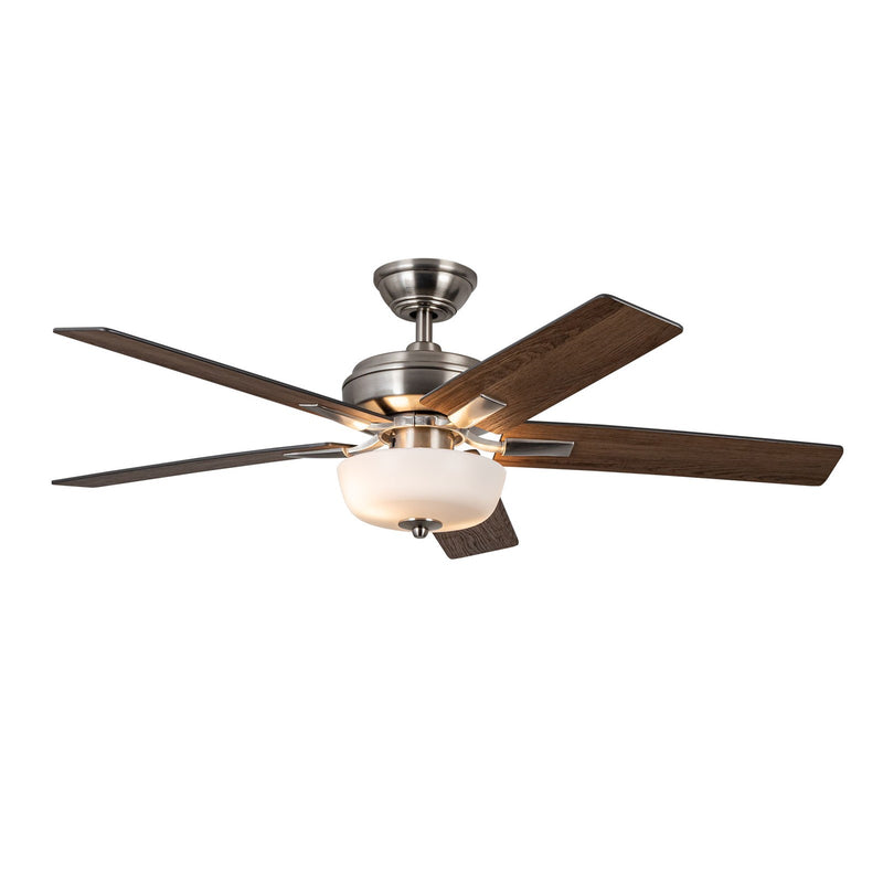 Haus Appeal Hollis 52in 2-Light Ceiling Fan | Modern Brushed Nickel and Frosted Polymeric | Bedroom & Living Room | Model CF78752-BN-LKW