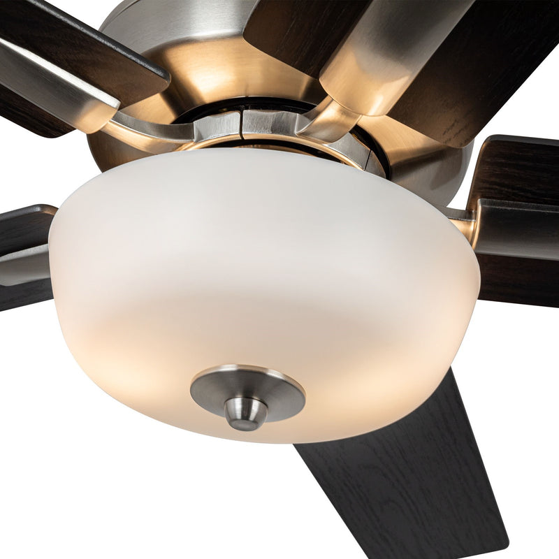 Haus Appeal Hollis 52in 2-Light Ceiling Fan | Modern Brushed Nickel and Frosted Polymeric | Bedroom & Living Room | Model CF78752-BN-LKW
