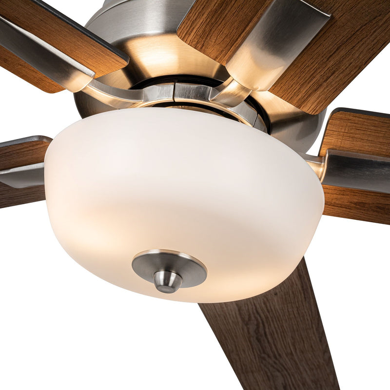Haus Appeal Hollis 52in 2-Light Ceiling Fan | Modern Brushed Nickel and Frosted Polymeric | Bedroom & Living Room | Model CF78752-BN-LKW
