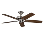 Haus Appeal Hollis 52in 5-Blade Ceiling Fan | Modern Brushed Nickel and Steel | Bedroom & Living Room | 52 x 52 x 8.125 in | Model CF78752-BN-NLW