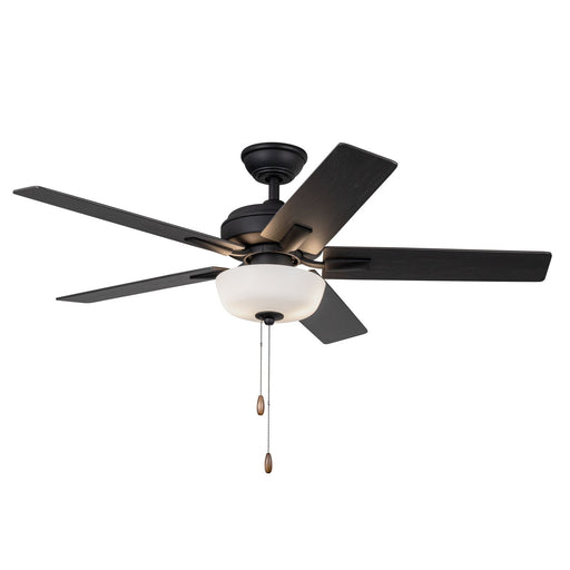Haus Appeal Hollis 52in 2-Light Ceiling Fan | Modern Matte Black Steel and Frosted Diffuser | Living Room & Bedroom | Model CF78752-MB-LKP