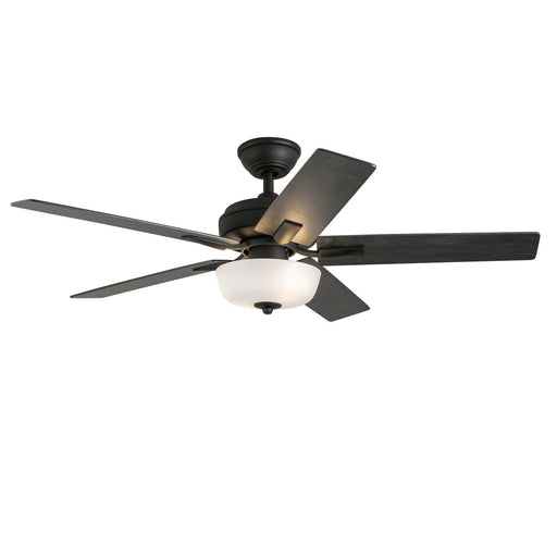 Haus Appeal Hollis 52in 2-Light Ceiling Fan | Modern Matte Black Steel and Frosted Diffuser | Living Room & Bedroom | Model CF78752-MB-LKW