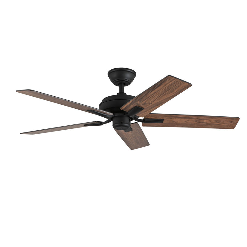 Haus Appeal Hollis 52in Ceiling Fan | Modern Matte Black Steel | Living Room & Bedroom Air Circulation | 52 x 52 x 8.125 in | Model CF78752-MB-NLW
