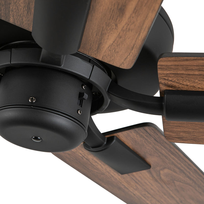 Haus Appeal Hollis 52in Ceiling Fan | Modern Matte Black Steel | Living Room & Bedroom Air Circulation | 52 x 52 x 8.125 in | Model CF78752-MB-NLW