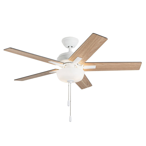 Haus Appeal Hollis 52in 2-Light Ceiling Fan | Modern White Steel and MDF | Living Room & Bedroom | 52 x 52 x 12.625 in | Model CF78752-WH-LKP