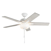 Haus Appeal Hollis 52in 2-Light Ceiling Fan | Modern White Steel and MDF | Living Room & Bedroom | 52 x 52 x 12.625 in | Model CF78752-WH-LKP