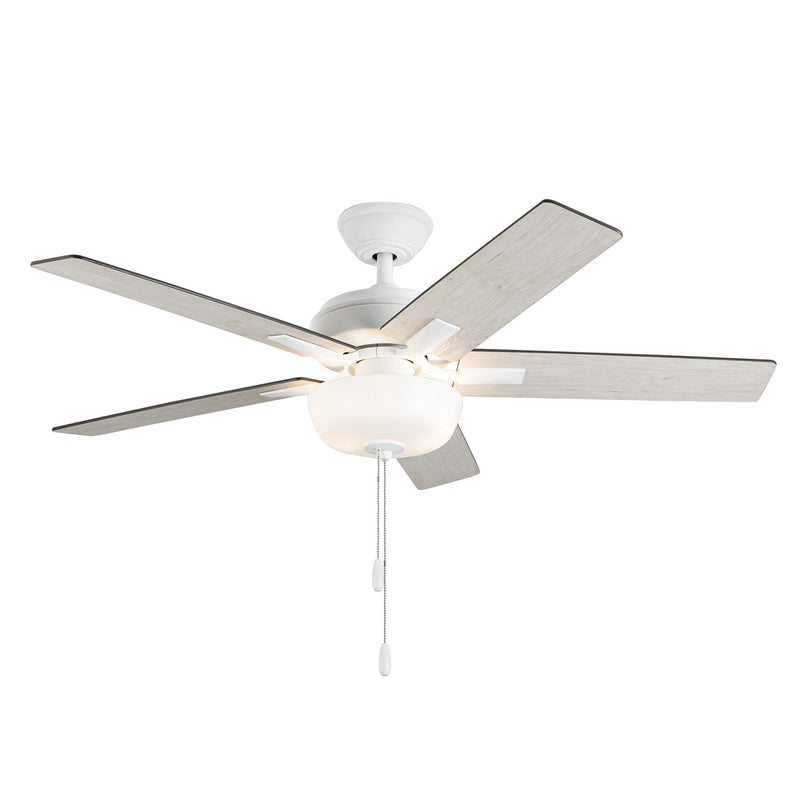 Haus Appeal Hollis 52in 2-Light Ceiling Fan | Modern White Steel and MDF | Living Room & Bedroom | 52 x 52 x 12.625 in | Model CF78752-WH-LKP