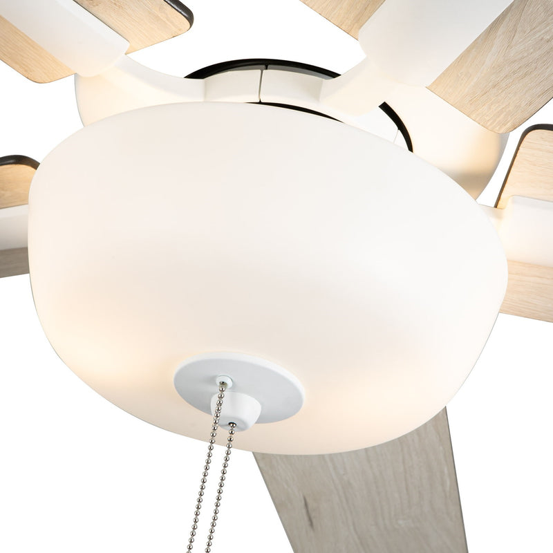 Haus Appeal Hollis 52in 2-Light Ceiling Fan | Modern White Steel and MDF | Living Room & Bedroom | 52 x 52 x 12.625 in | Model CF78752-WH-LKP