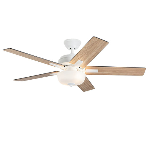 Haus Appeal Hollis 52in 2-Light Ceiling Fan | Modern White Steel and MDF | Living Room & Bedroom | 52 x 52 x 12.625 in | Model CF78752-WH-LKW