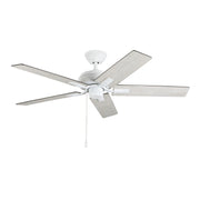 Haus Appeal Hollis 52in Ceiling Fan | Modern White Steel and MDF | Living Room & Bedroom | 52 x 52 x 8.125 in | Model CF78752-WH-NLP