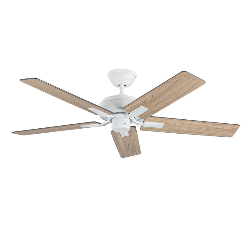 Haus Appeal Hollis 52in Ceiling Fan | Modern White Steel and MDF | Living Room & Bedroom | 52 x 52 x 8.125 in | Model CF78752-WH-NLW