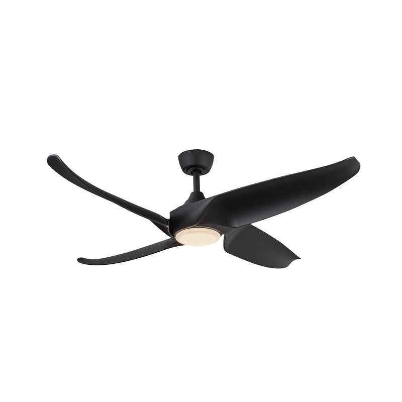 Haus Appeal Montecito 56in 4-Blade LED Ceiling Fan | Modern Matte Black Steel and ABS | Living Room & Bedroom | 1900lm 3000K Damp | Model CF90955-MB