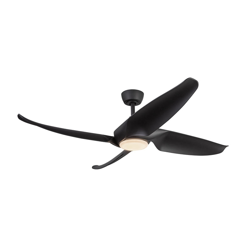Haus Appeal Montecito 56in 4-Blade LED Ceiling Fan | Modern Matte Black Steel and ABS | Living Room & Bedroom | 1900lm 3000K Damp | Model CF90955-MB