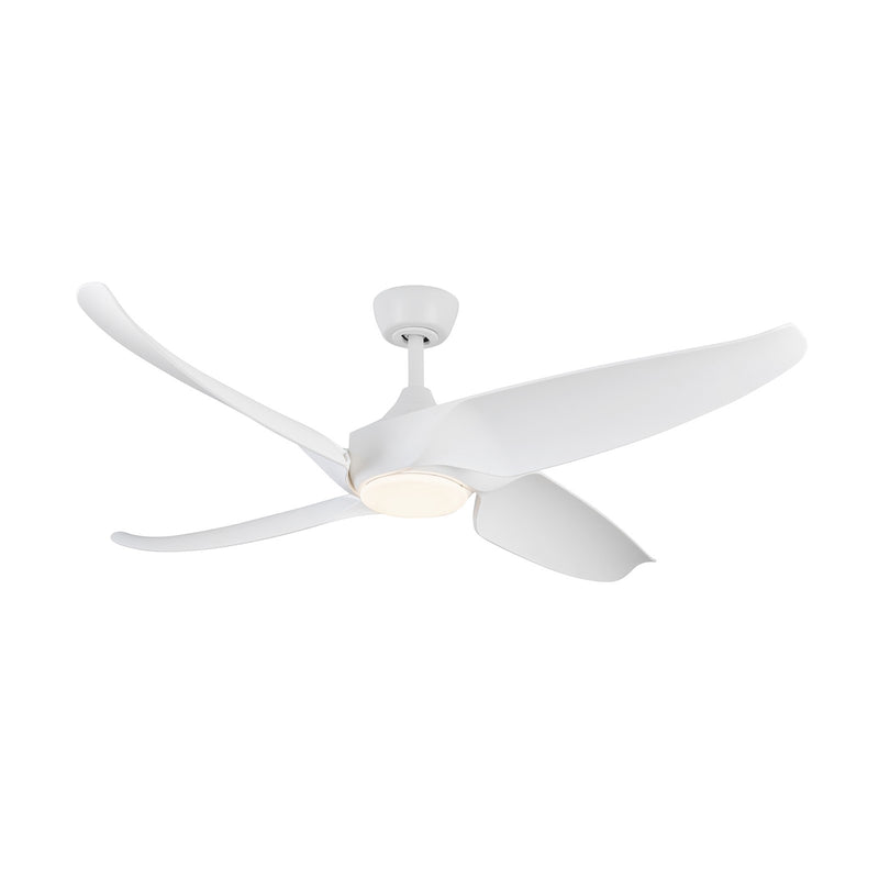 Haus Appeal Montecito 56in 4-Blade LED Ceiling Fan | Modern Matte White Steel and ABS | Living Room & Bedroom | 1900lm 3000K Damp | Model CF90955-WH