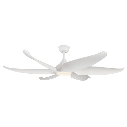 Haus Appeal Montecito 60in 6-Blade LED Ceiling Fan | Modern Matte White Steel and ABS | Living Room & Bedroom | 1900lm 3000K Damp | Model CF90960-WH