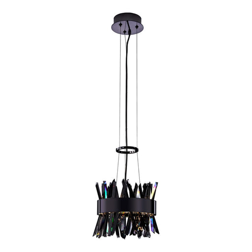 Kalco Glacier 1 Light 10" Pendant, Smoked Firenze/Black Nickel