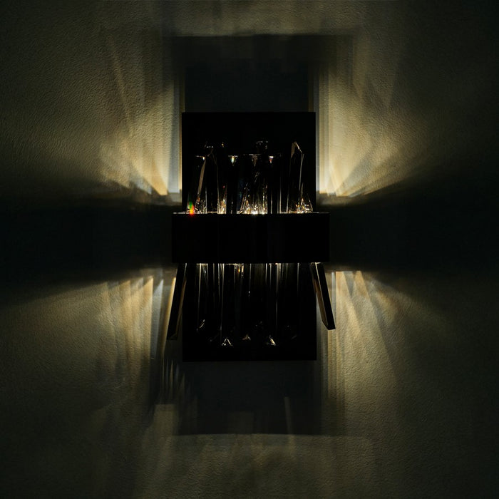 Kalco Glacier 1 Light Wall Sconce, Smoked Firenze/Black Nickel