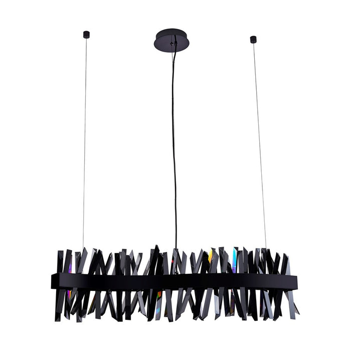 Kalco Glacier 1 Light Linear Pendant, Smoked Firenze/Black Nickel
