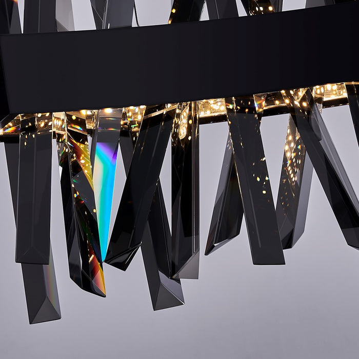 Kalco Glacier 1 Light Linear Pendant, Smoked Firenze/Black Nickel