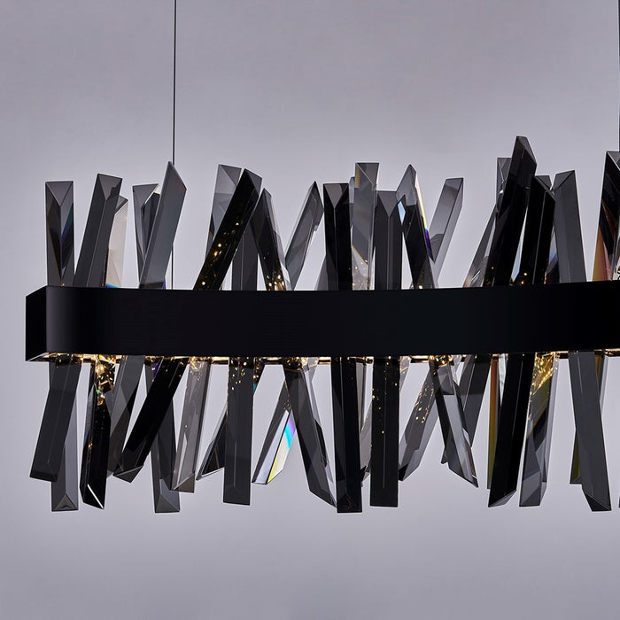 Kalco Glacier 1 Light Linear Pendant, Smoked Firenze/Black Nickel