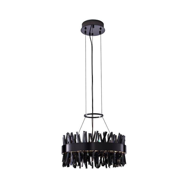 Kalco Glacier 1 Light 20" Pendant, Smoked Firenze/Black Nickel - 030253-184