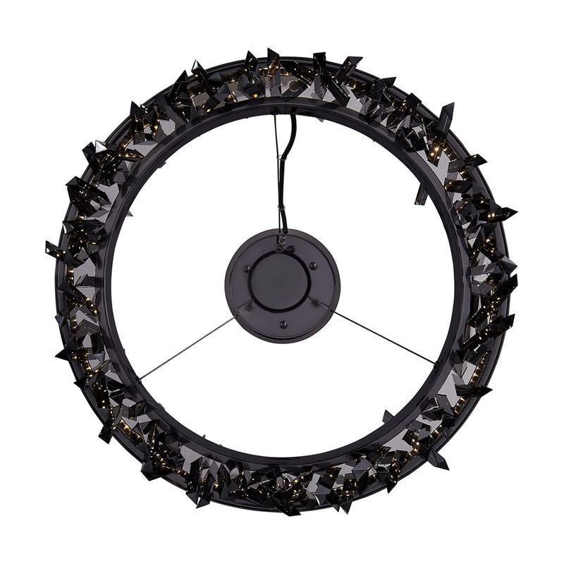 Kalco Glacier 1 Light 20" Pendant, Smoked Firenze/Black Nickel