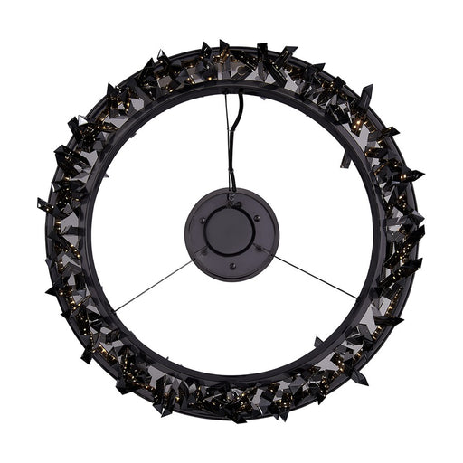 Kalco Glacier 1 Light 20" Pendant, Smoked Firenze/Black Nickel