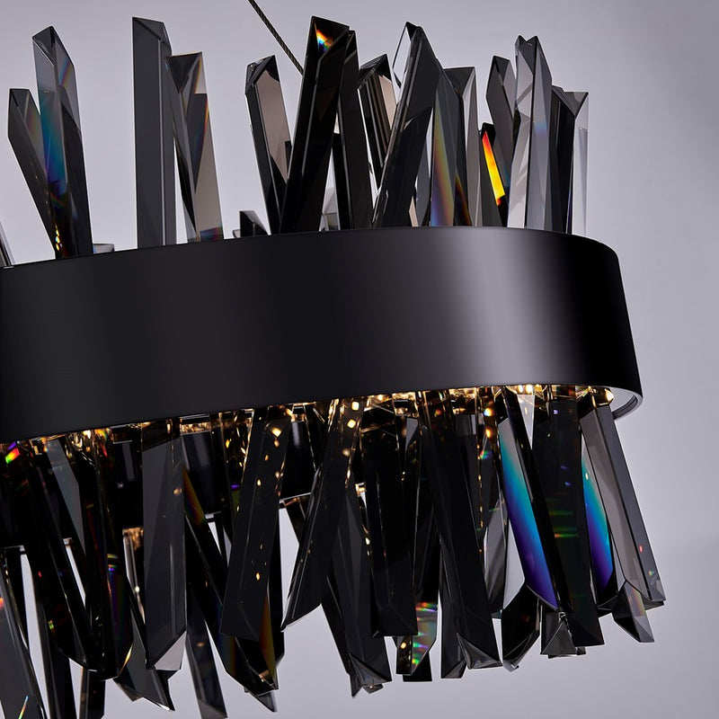 Kalco Glacier 1 Light 20" Pendant, Smoked Firenze/Black Nickel
