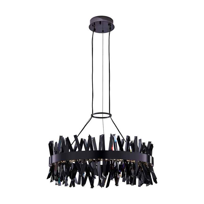 Kalco Glacier 1 Light 32" Pendant, Smoked Firenze/Black Nickel