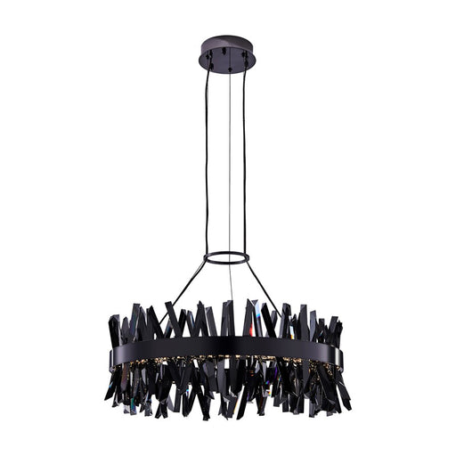Kalco Glacier 1 Light 32" Pendant, Smoked Firenze/Black Nickel