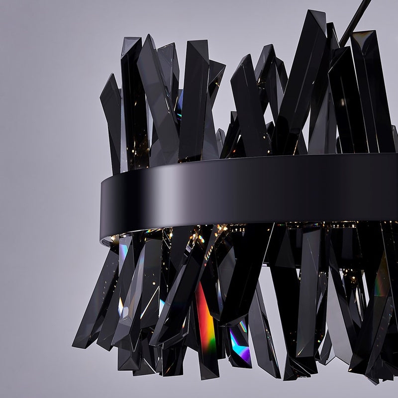 Kalco Glacier 1 Light 32" Pendant, Smoked Firenze/Black Nickel