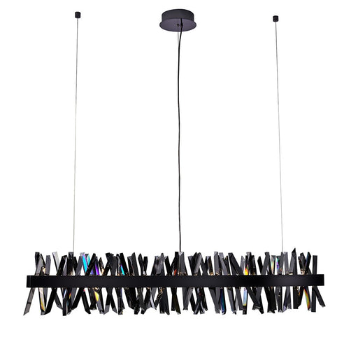 Kalco Glacier 1Lt 60" Linear Pendant, Smoked Firenze/Black Nickel - 030258-184