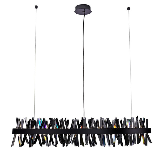 Kalco Glacier 1Lt 60" Linear Pendant, Smoked Firenze/Black Nickel - 030258-184