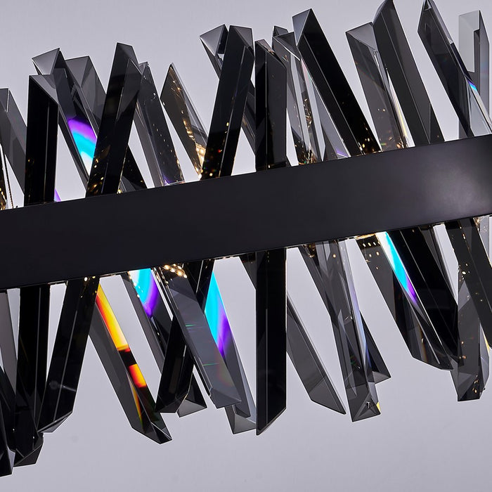 Kalco Glacier 1Lt 60" Linear Pendant, Smoked Firenze/Black Nickel