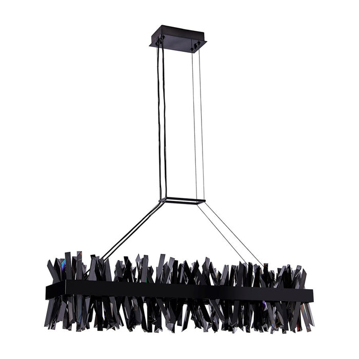 Kalco Glacier 1Lt 48" Linear Pendant, Smoked Firenze/Black Nickel