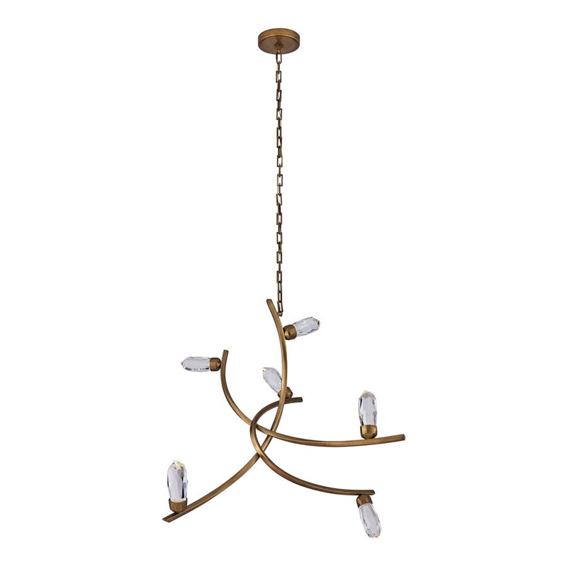 Kalco Bilancia 6 Light Chandelier, Firenze Clear/True Brass - 045655-062-FR001