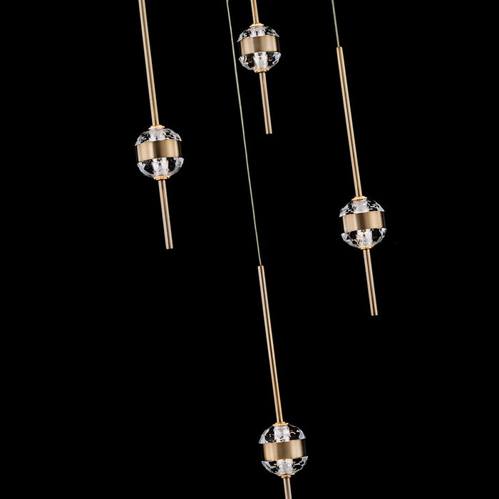 Kalco Goccia 12 Light Chandelier, Firenze Clear/Winter Brass