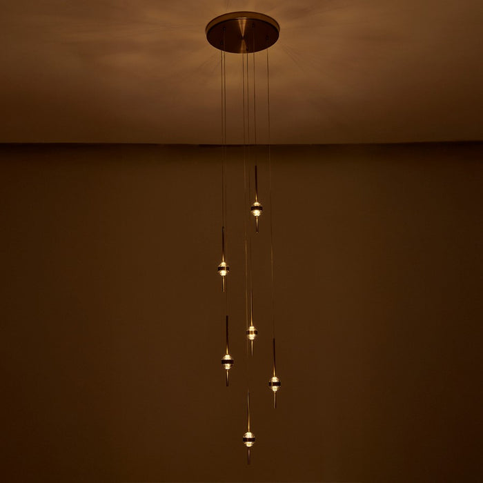 Kalco Goccia 12 Light Chandelier, Firenze Clear/Winter Brass