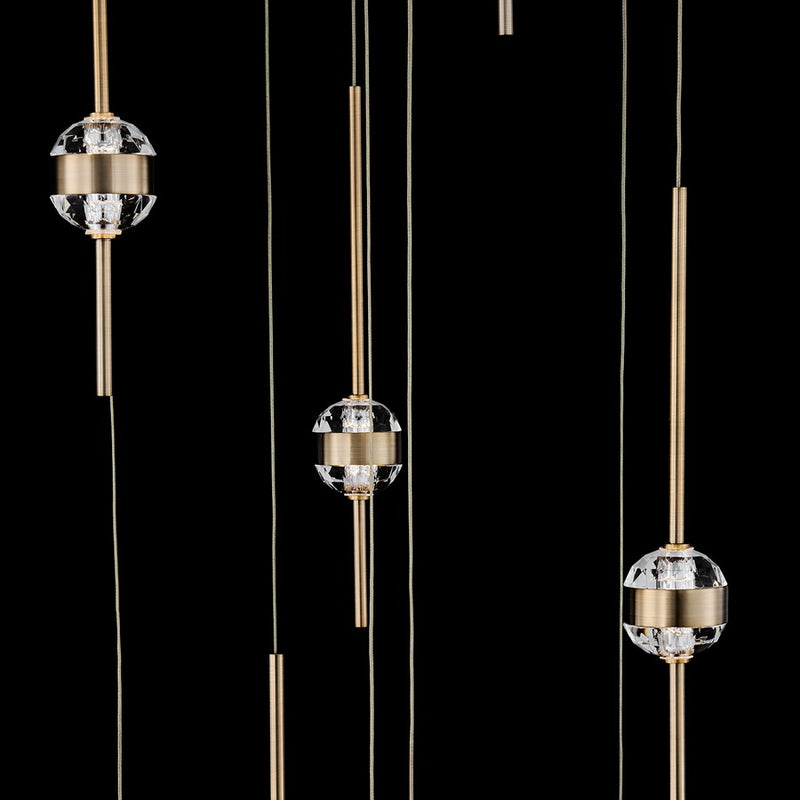 Kalco Goccia 18 Light Chandelier, Firenze Clear/Winter Brass