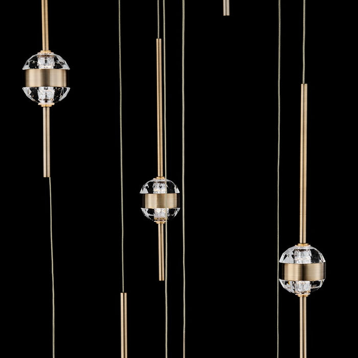 Kalco Goccia 18 Light Chandelier, Firenze Clear/Winter Brass