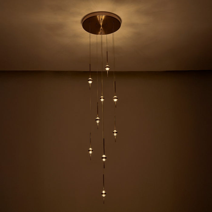 Kalco Goccia 18 Light Chandelier, Firenze Clear/Winter Brass