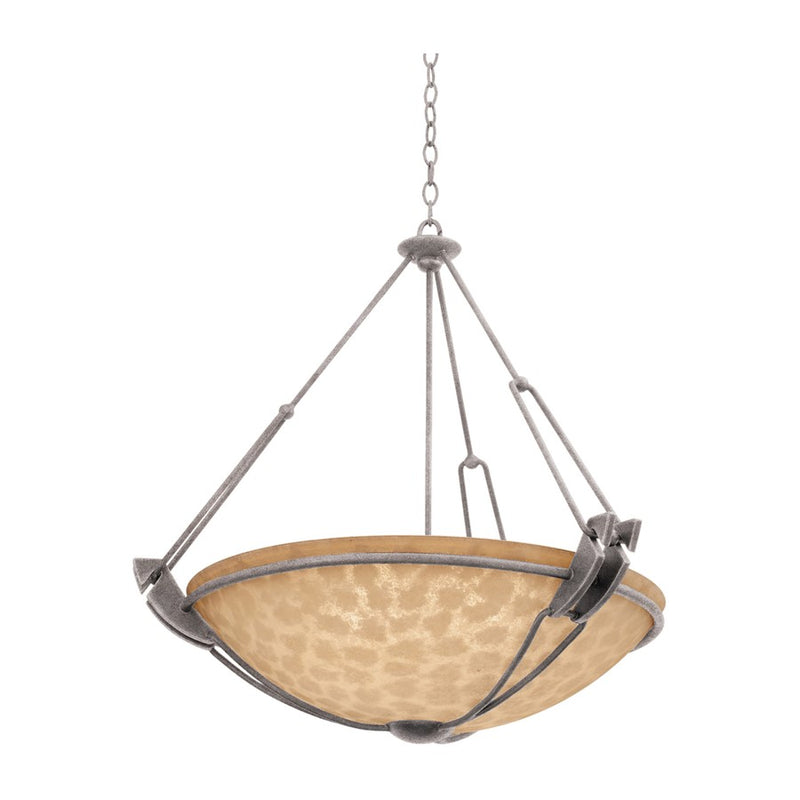 Kalco Lighting Grande 3 Light Pendant, Country Iron/Ecru - 4845CI-ECRU