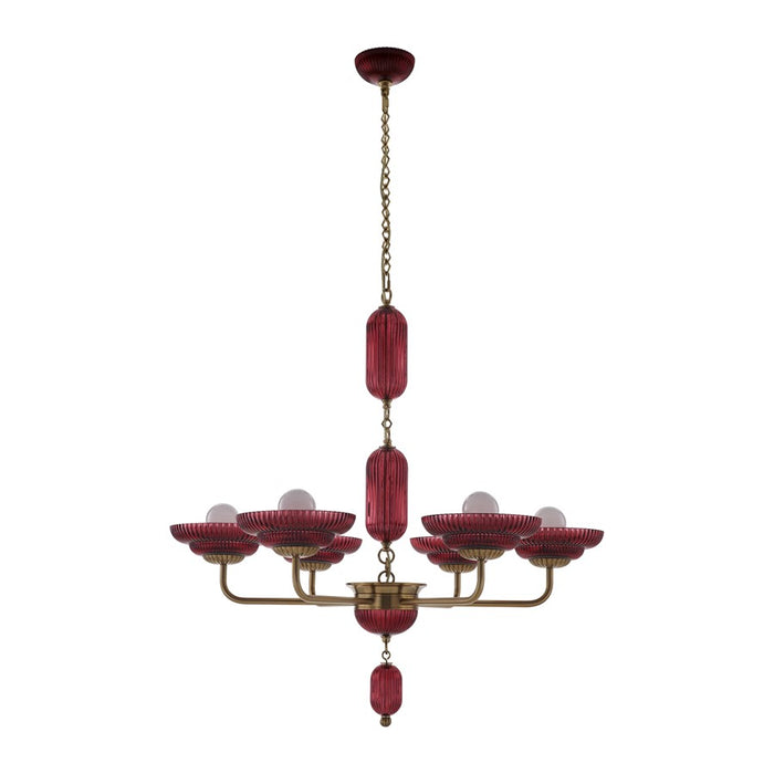 Kalco Lighting Verde 6 Light Pendant, Satin Brass
